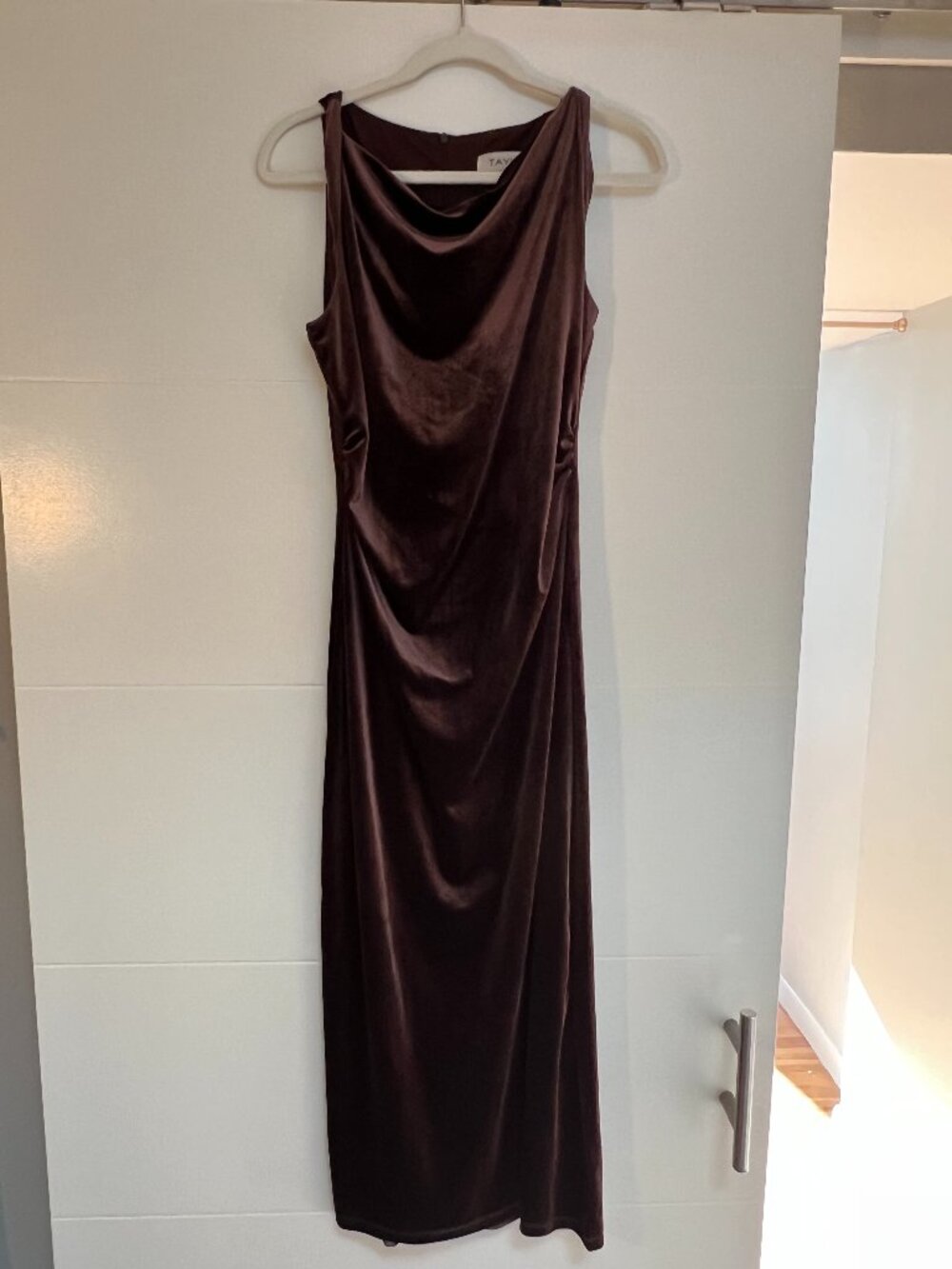 Brown Sleeveless Midi Cocktail Dress - Feels like Velvet Size 4
